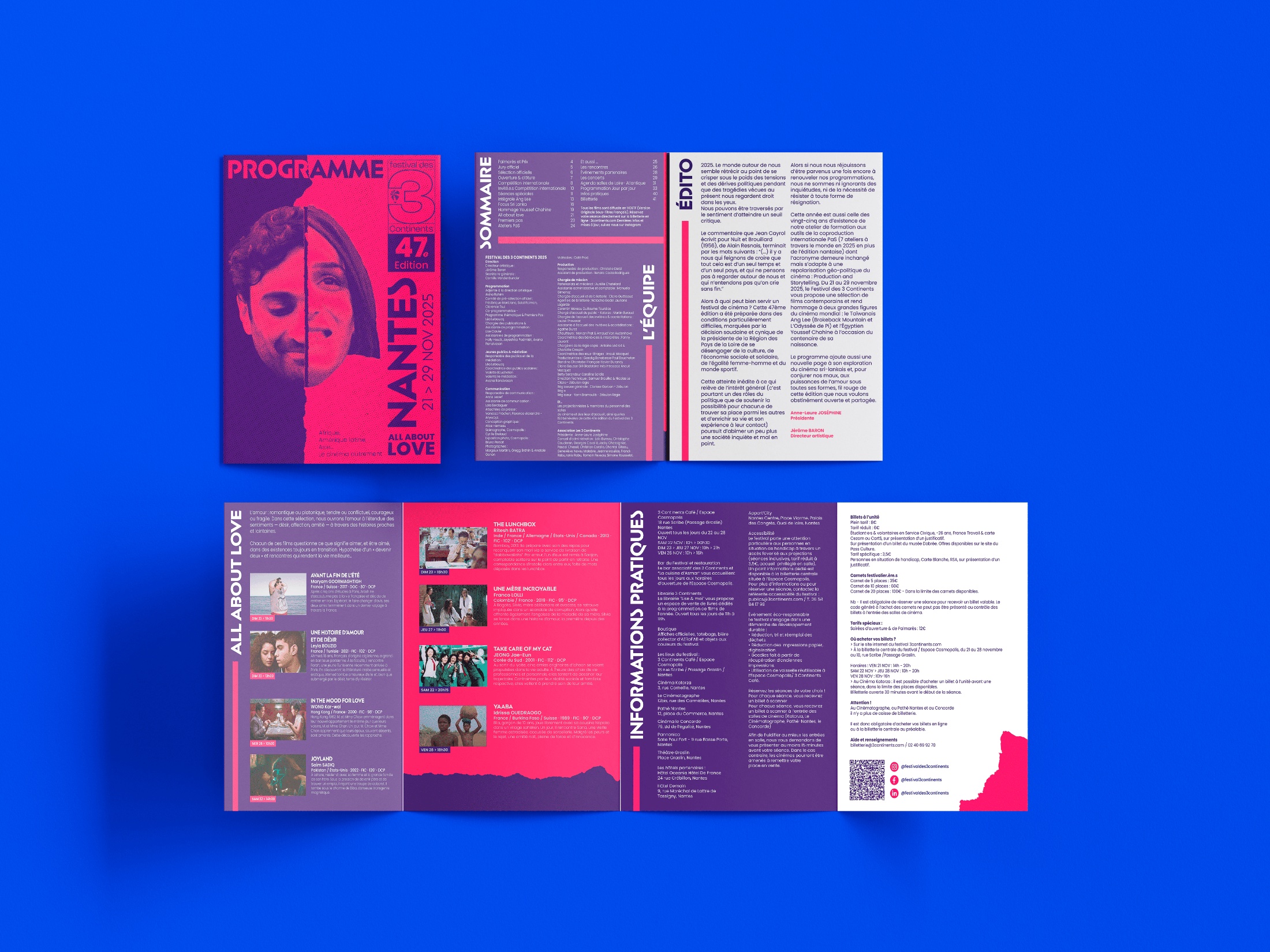 FESTIVAL 3 CONTINENTS — brochure couverture magenta